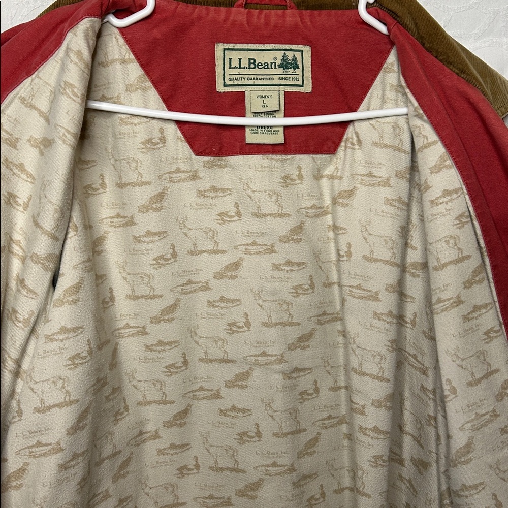 L.L. Bean Women’s Vintage Crimson Chore & Field Coat Brown Corduroy Collar Sz L - Picture 13 of 14